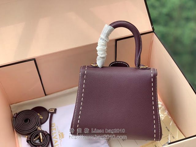 DELVAUX女包 Brillant系列手袋 手縫版黑色Mini小號 德爾沃女手提包 女手拎包 Delvaux單肩斜挎包 DF0020手縫 梅紫色  fcs1382